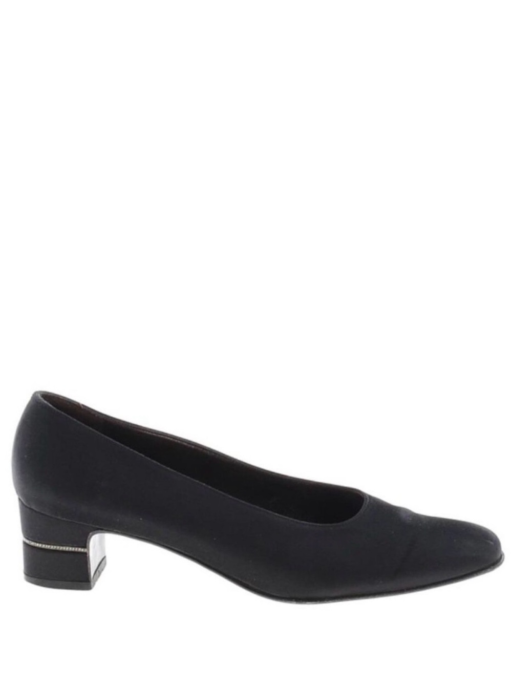 Salvatore Ferragamo Vintage Black Heel Size 8.5 AAA Narrow Material Rhinestone
